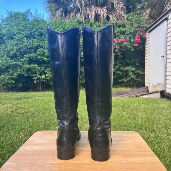 FRYE Melissa Button 2 Black Tall Leather Inside Zip Riding Boots Size 7.5 B - Picture 4 of 8
